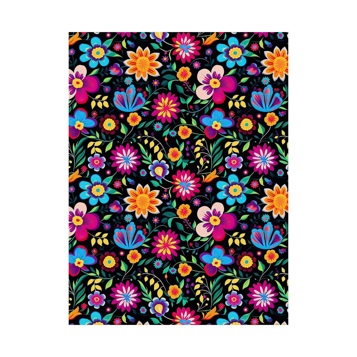 Mexican Floral Fiesta Pattern 034 - 18 in x 24 in Matte Poster