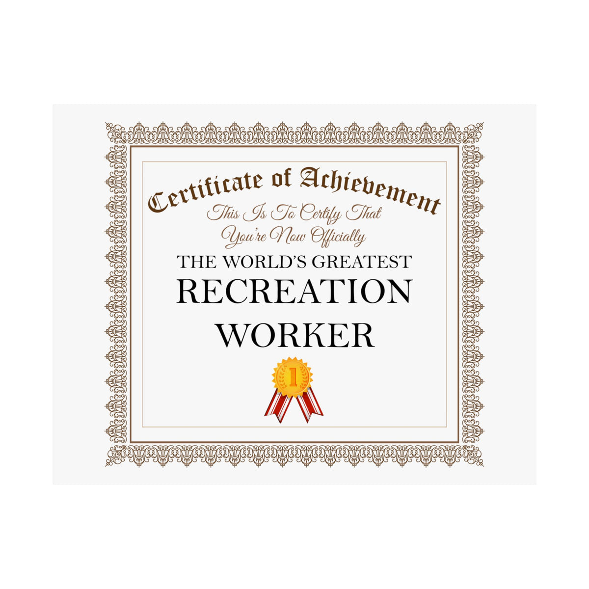 World's Greatest Recreation Worker - 14 in x 11 in Matte Poster