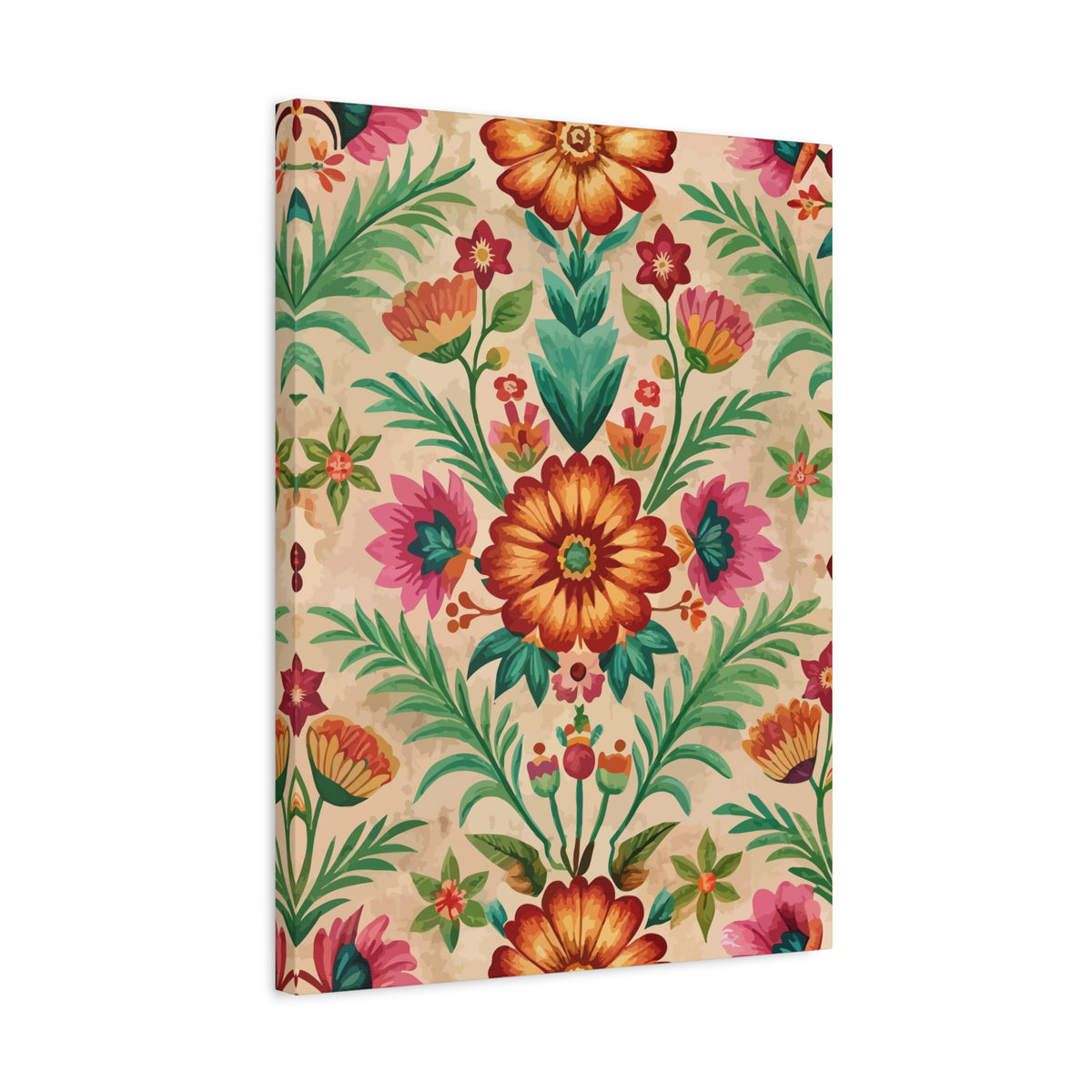 Folk Floral Pattern, Peruvian Inspired 01 - 18 in x 24 in Matte Canvas, Stretched, 1.25 in