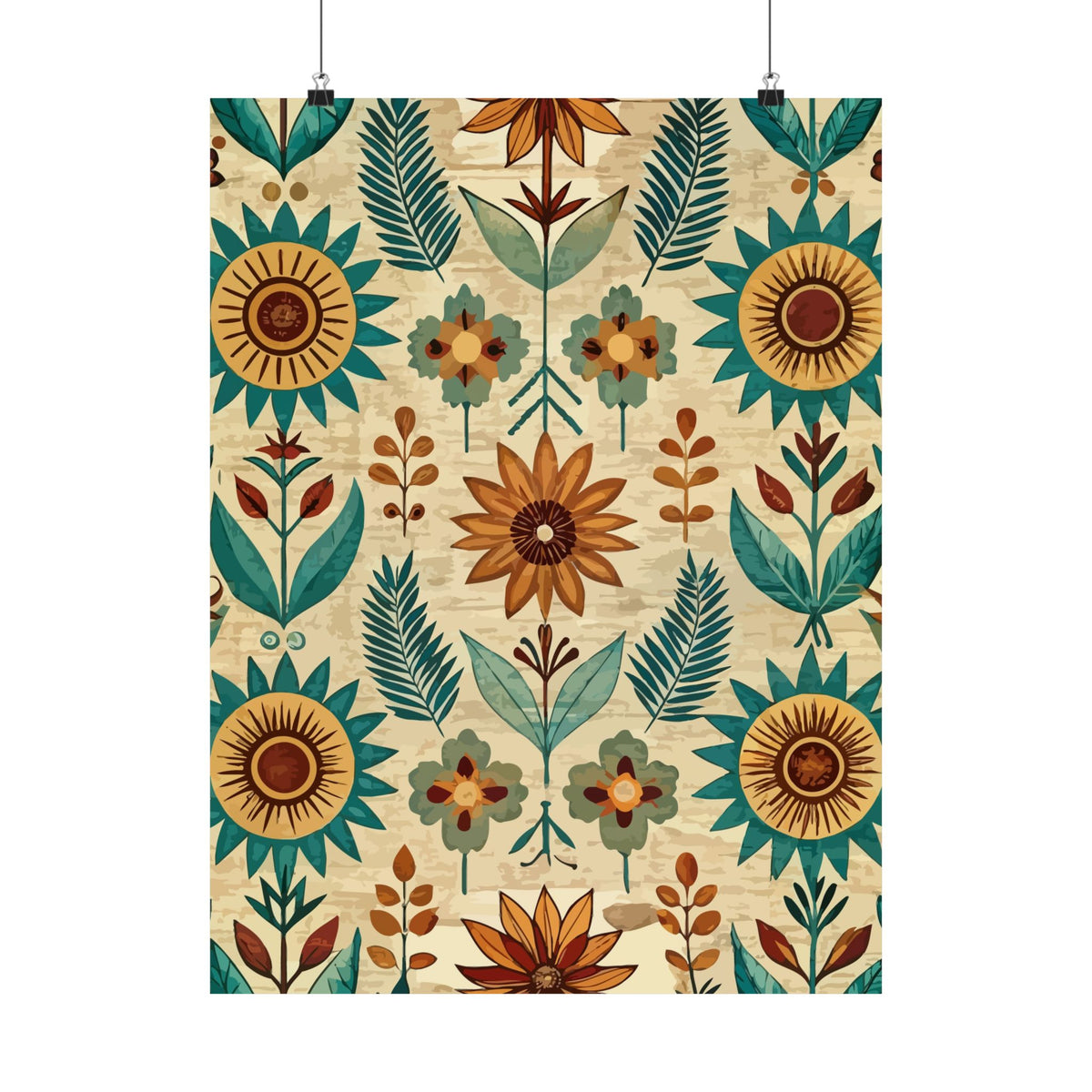 Folk Floral Pattern, Native American Inspired 03 - 18 in x 24 in Matte Poster