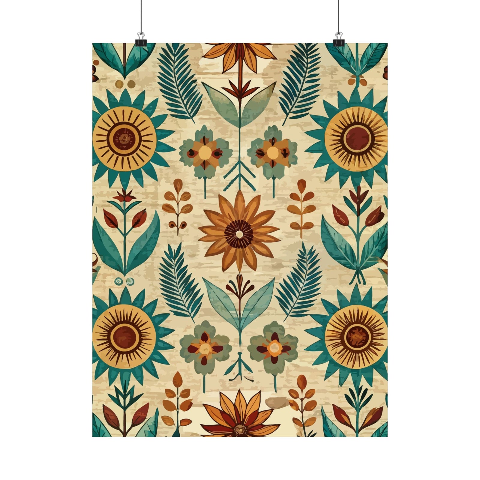 Folk Floral Pattern, Native American Inspired 03 - 18 in x 24 in Matte Poster