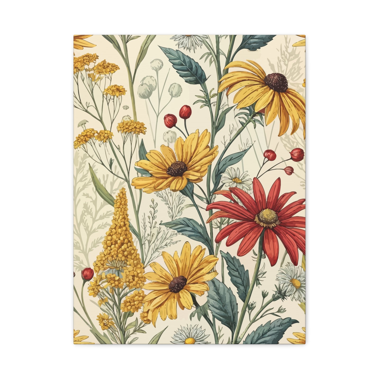 Wildflowers Pattern 030 - 18 in x 24 in Matte Canvas, Stretched, 1.25 in