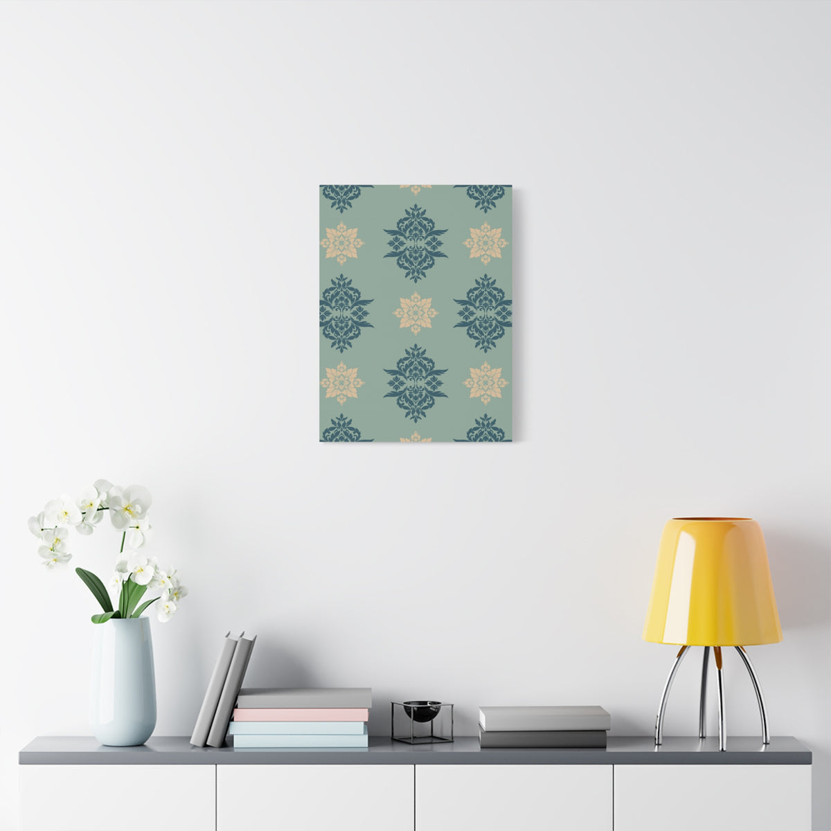 Damask Pattern 023 - 18 in x 24 in Matte Canvas, Stretched, 1.25 in