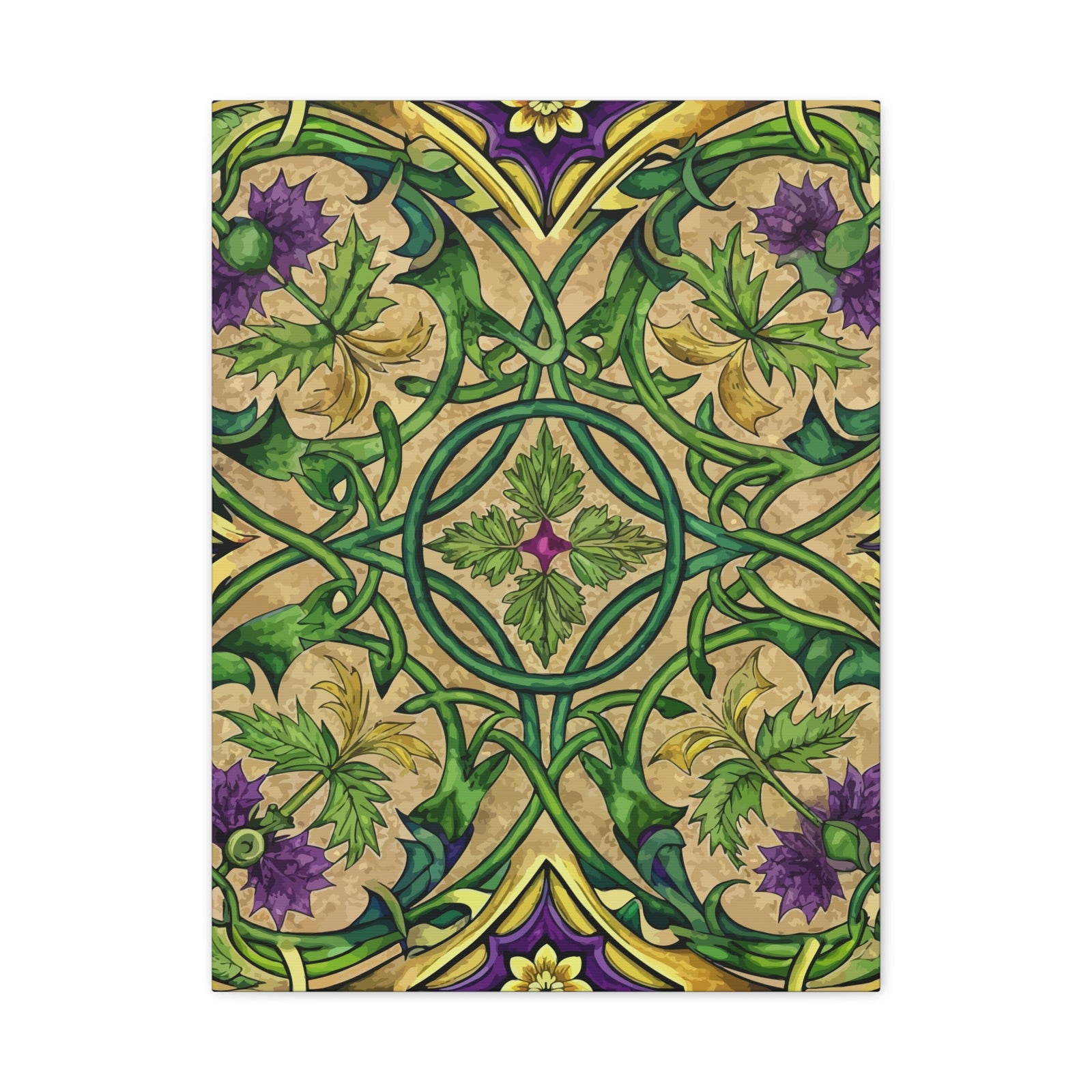 Folk Floral Pattern, Celtic Inspired 01 - 18 in x 24 in Matte Canvas, Stretched, 1.25 in