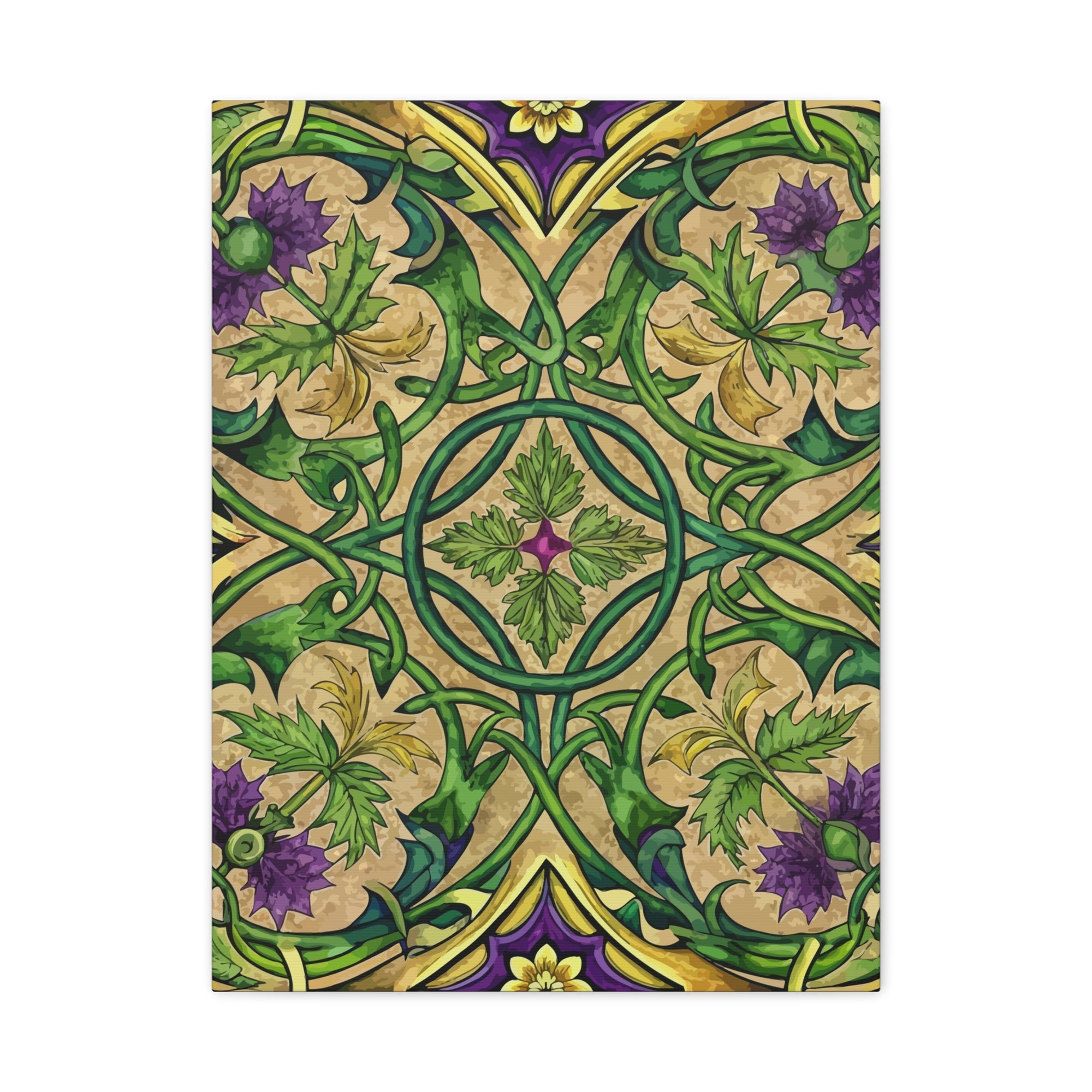 Folk Floral Pattern, Celtic Inspired 01 - 18 in x 24 in Matte Canvas, Stretched, 1.25 in