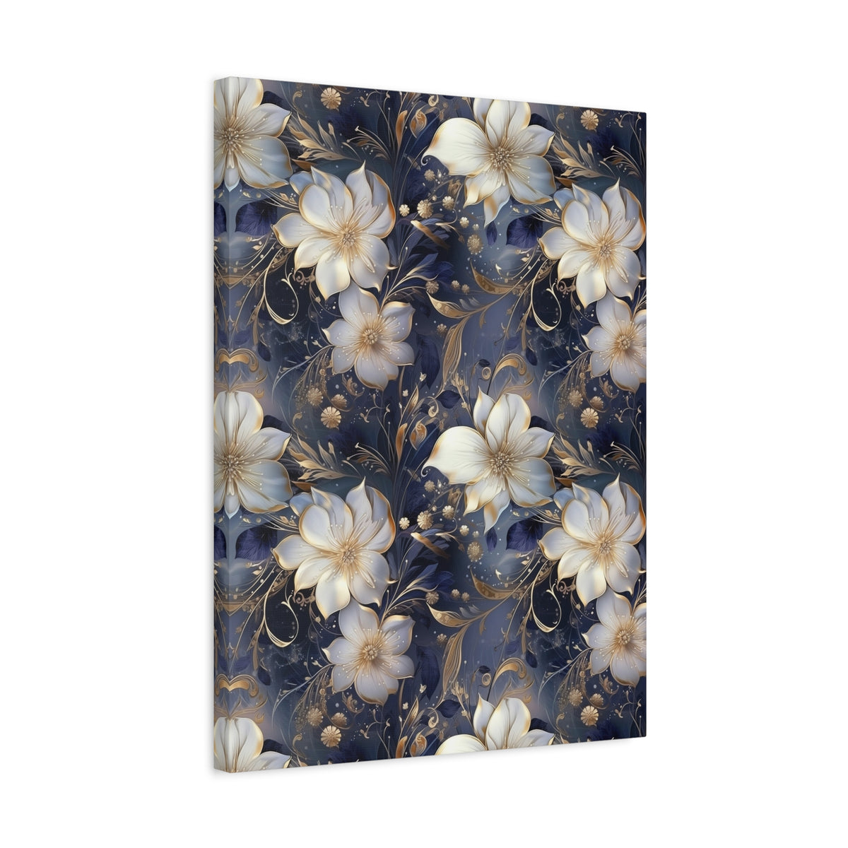 Nocturnal Bloom Pattern 010 - 18 in x 24 in Matte Canvas, Stretched, 1.25 in