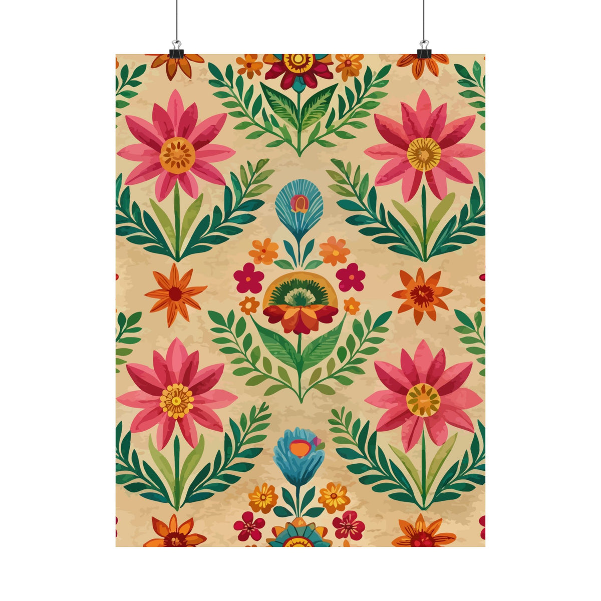 Folk Floral Pattern, Peruvian Inspired 02 - 18 in x 24 in Matte Poster