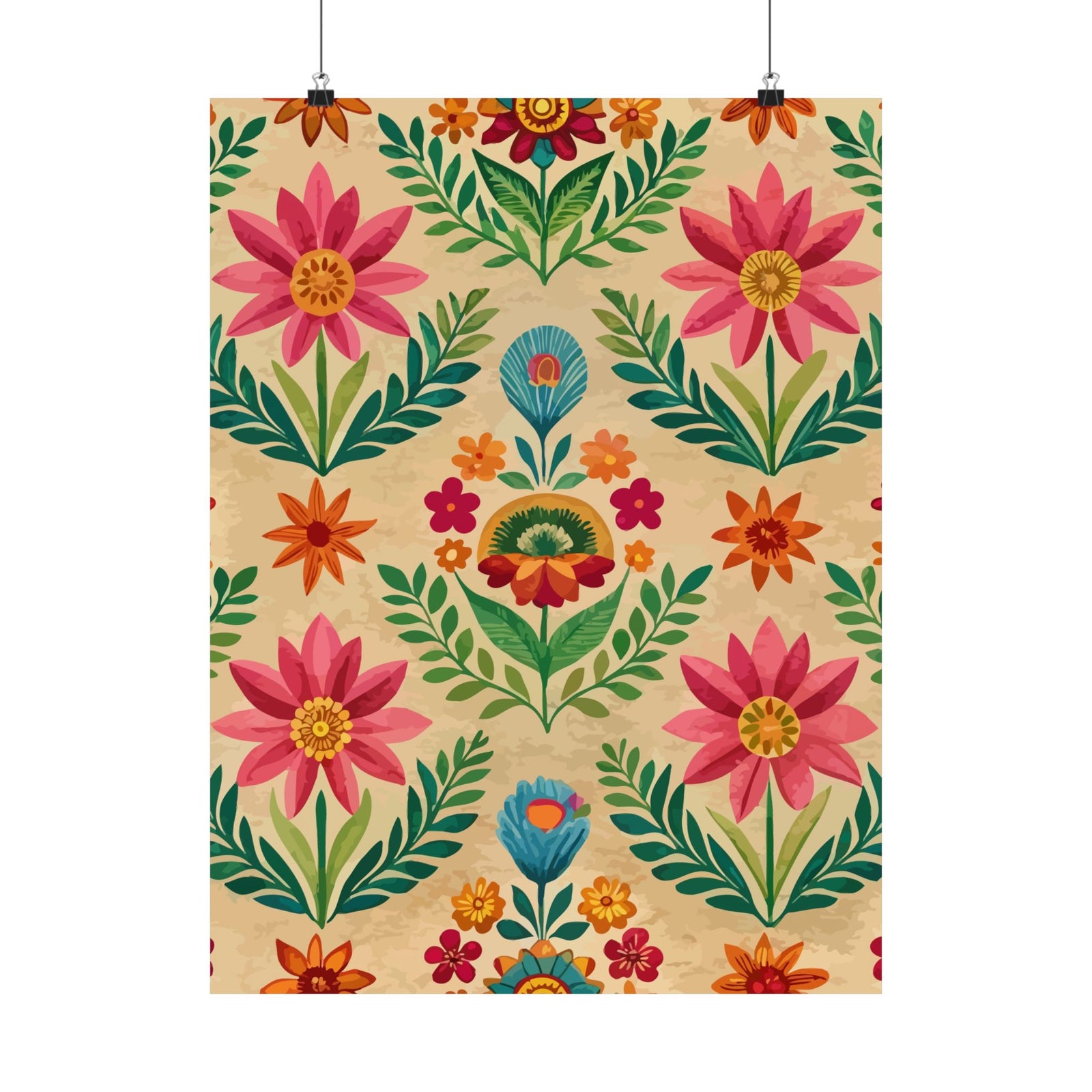 Folk Floral Pattern, Peruvian Inspired 02 - 18 in x 24 in Matte Poster