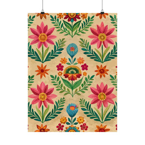 Folk Floral Pattern, Peruvian Inspired 02 - 18 in x 24 in Matte Poster
