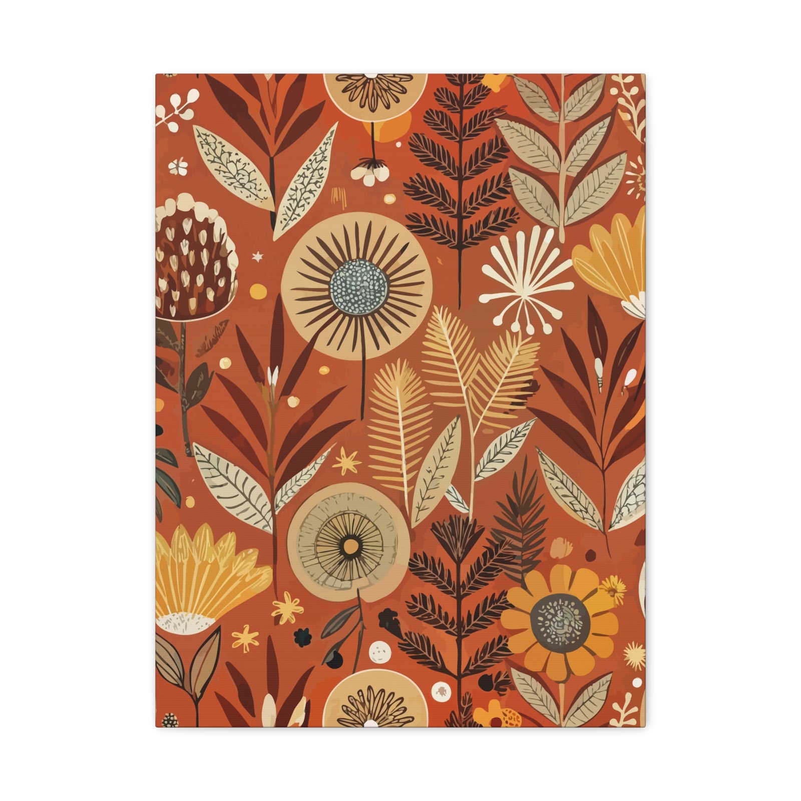Folk Floral Pattern, African Inspired 02 - 18 in x 24 in Matte Canvas, Stretched, 1.25 in