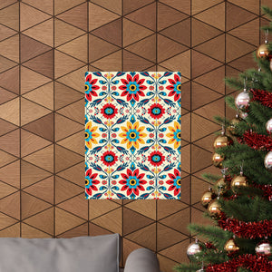 Mexican Floral Fiesta Pattern 041 - 18 in x 24 in Matte Poster