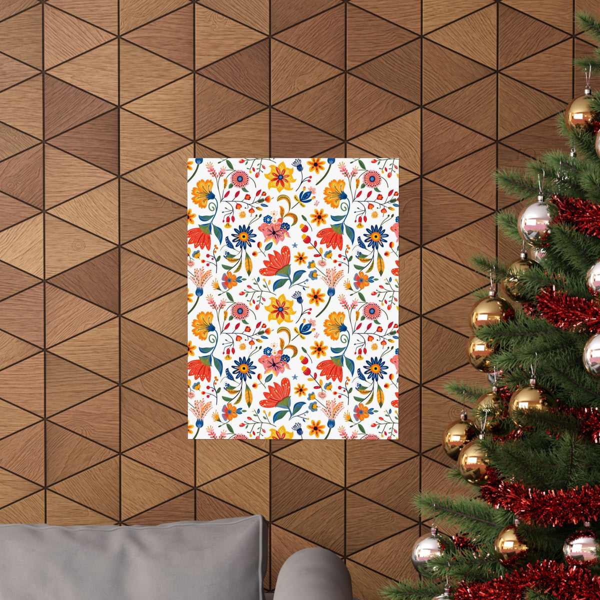 Mexican Floral Fiesta Pattern 019 - 18 in x 24 in Matte Poster