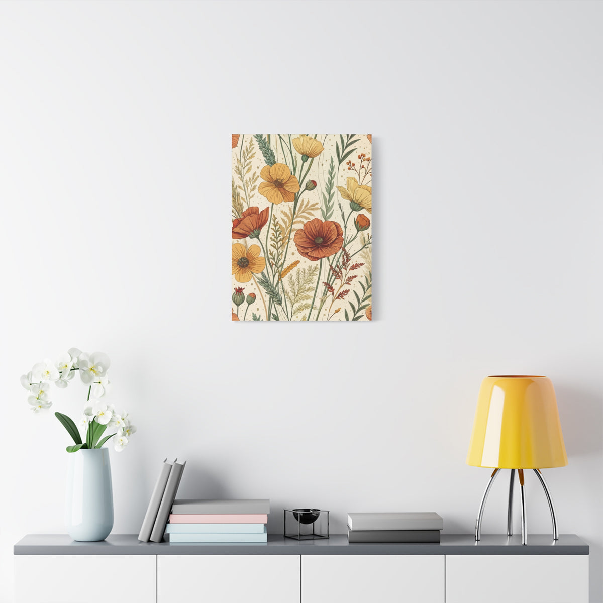 Wildflowers Pattern 007 - 18 in x 24 in Matte Canvas, Stretched, 1.25 in