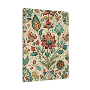 Folk Floral Pattern, Indian Inspired 07 - 18 in x 24 in Matte Canvas, Stretched, 1.25 in
