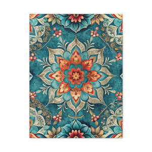 Folk Floral Pattern, Moroccan Inspired 04 - 18 in x 24 in Matte Canvas, Stretched, 1.25 in