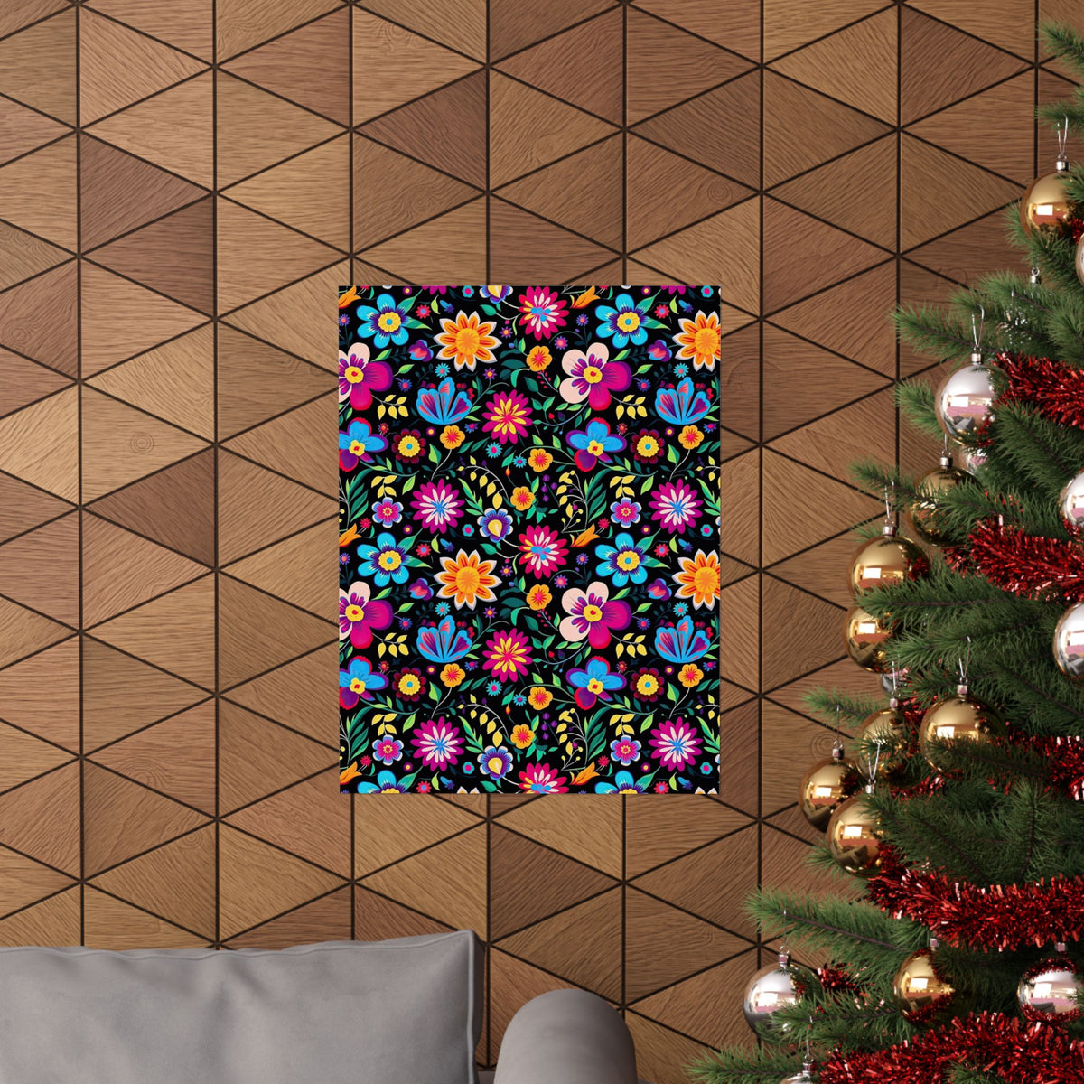 Mexican Floral Fiesta Pattern 034 - 18 in x 24 in Matte Poster