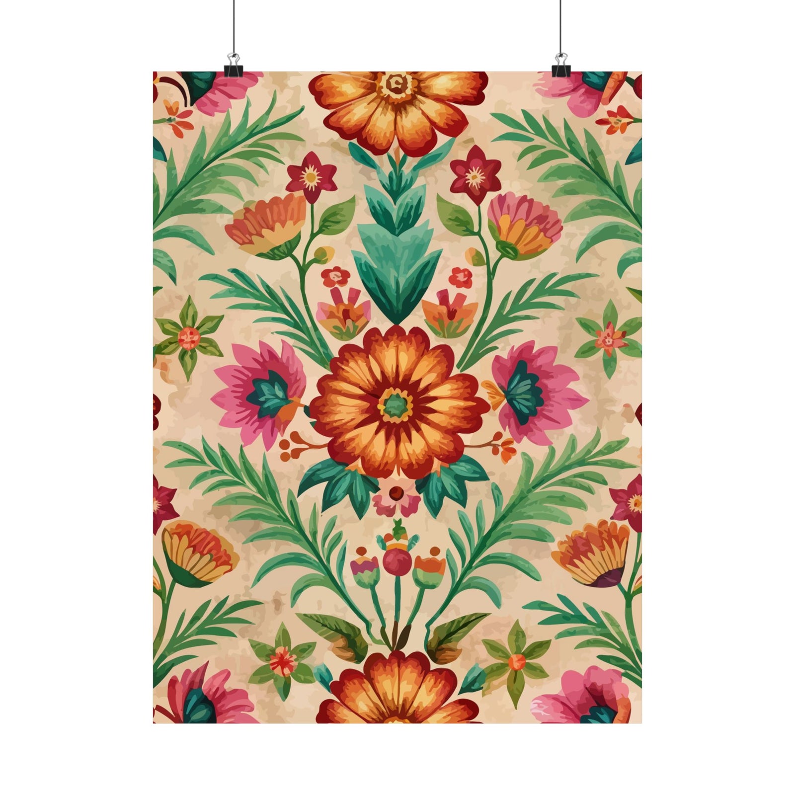 Folk Floral Pattern, Peruvian Inspired 01 - 18 in x 24 in Matte Poster