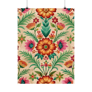 Folk Floral Pattern, Peruvian Inspired 01 - 18 in x 24 in Matte Poster