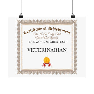 World's Greatest Veterinarian - 14 in x 11 in Matte Poster