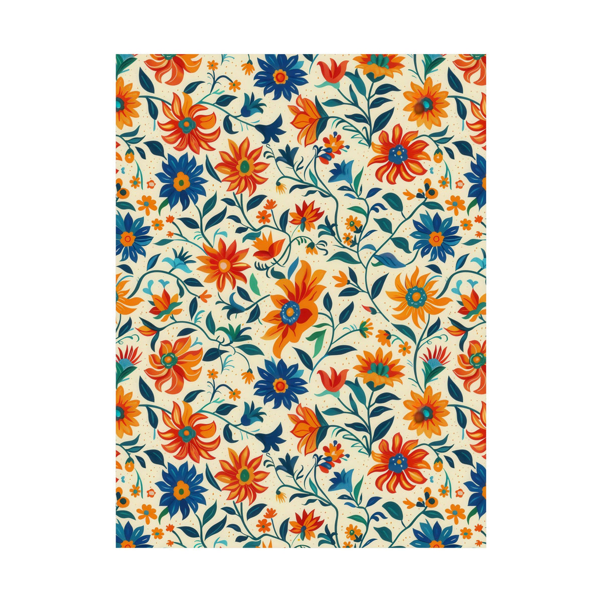Mexican Floral Fiesta Pattern 012 - 18 in x 24 in Matte Poster