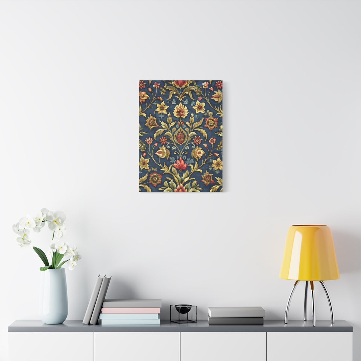 Folk Floral Pattern, Iranian Inspired 02 - 18 in x 24 in Matte Canvas, Stretched, 1.25 in