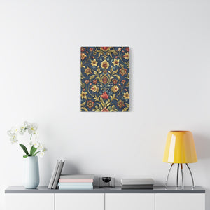 Folk Floral Pattern, Iranian Inspired 02 - 18 in x 24 in Matte Canvas, Stretched, 1.25 in