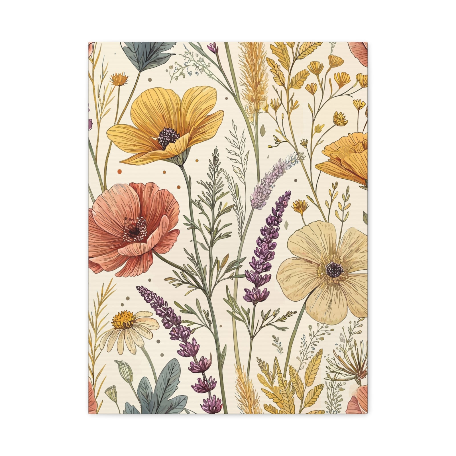 Wildflowers Pattern 005 - 18 in x 24 in Matte Canvas, Stretched, 1.25 in