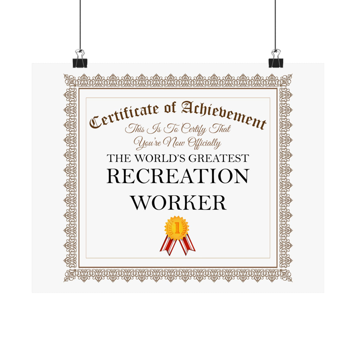 World's Greatest Recreation Worker - 14 in x 11 in Matte Poster