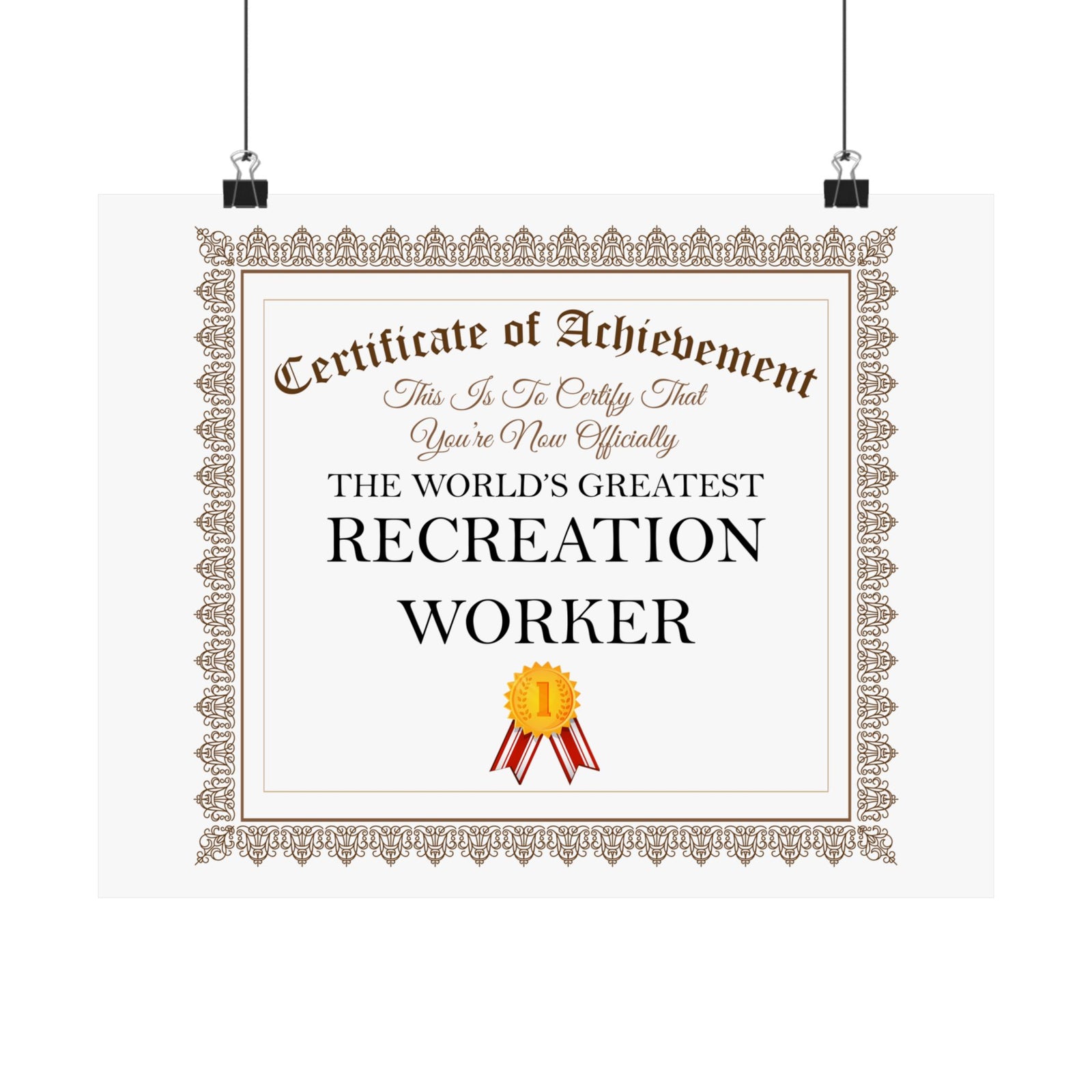 World's Greatest Recreation Worker - 14 in x 11 in Matte Poster