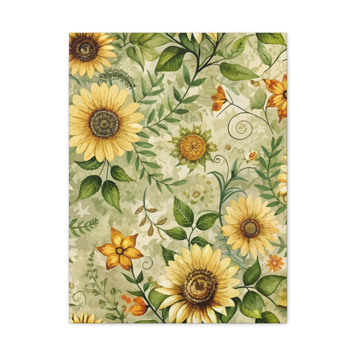 Folk Floral Pattern, Appalachian Inspired 04 - 18 in x 24 in Matte Canvas, Stretched, 1.25 in