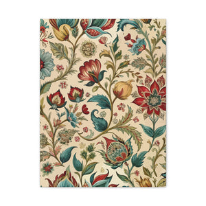 Folk Floral Pattern, Mughal Inspired 03 - 18 in x 24 in Matte Canvas, Stretched, 1.25 in