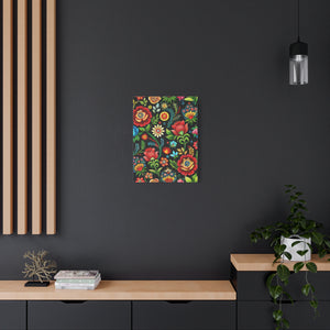 Folk Floral Pattern, Hungarian Inspired 07 - 18 in x 24 in Matte Canvas, Stretched, 1.25 in