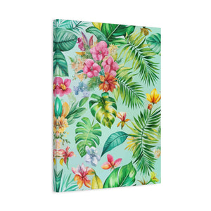 Folk Floral Pattern, Caribbean Inspired 02 - 18 in x 24 in Matte Canvas, Stretched, 1.25 in