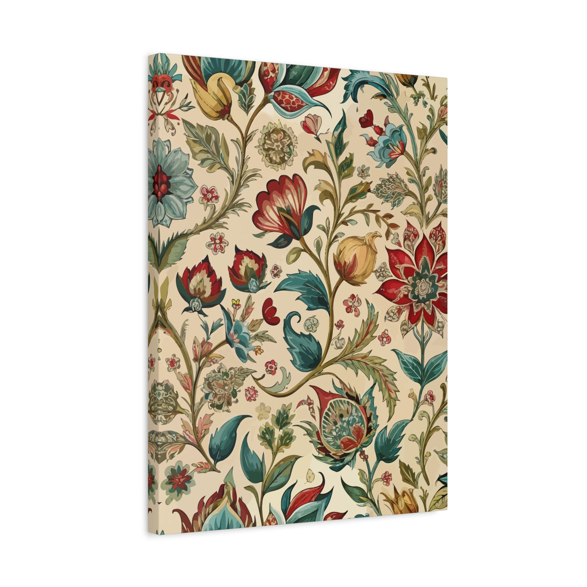 Folk Floral Pattern, Mughal Inspired 03 - 18 in x 24 in Matte Canvas, Stretched, 1.25 in