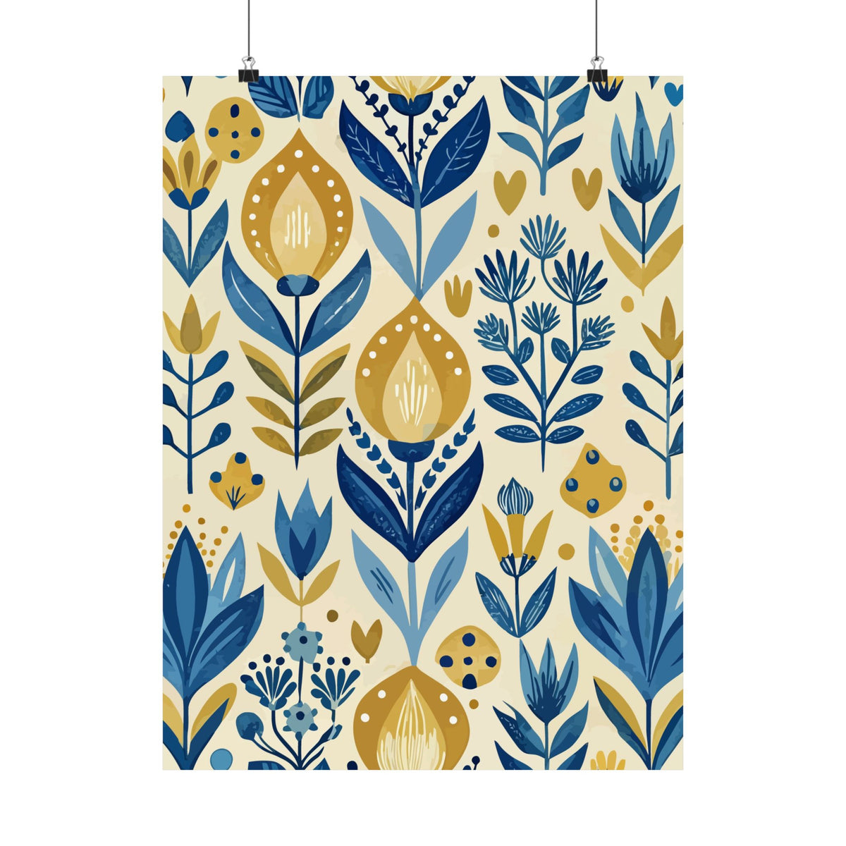 Folk Floral Pattern, Scandinavian Inspired 03 - 18 in x 24 in Matte Poster