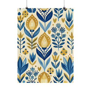 Folk Floral Pattern, Scandinavian Inspired 03 - 18 in x 24 in Matte Poster