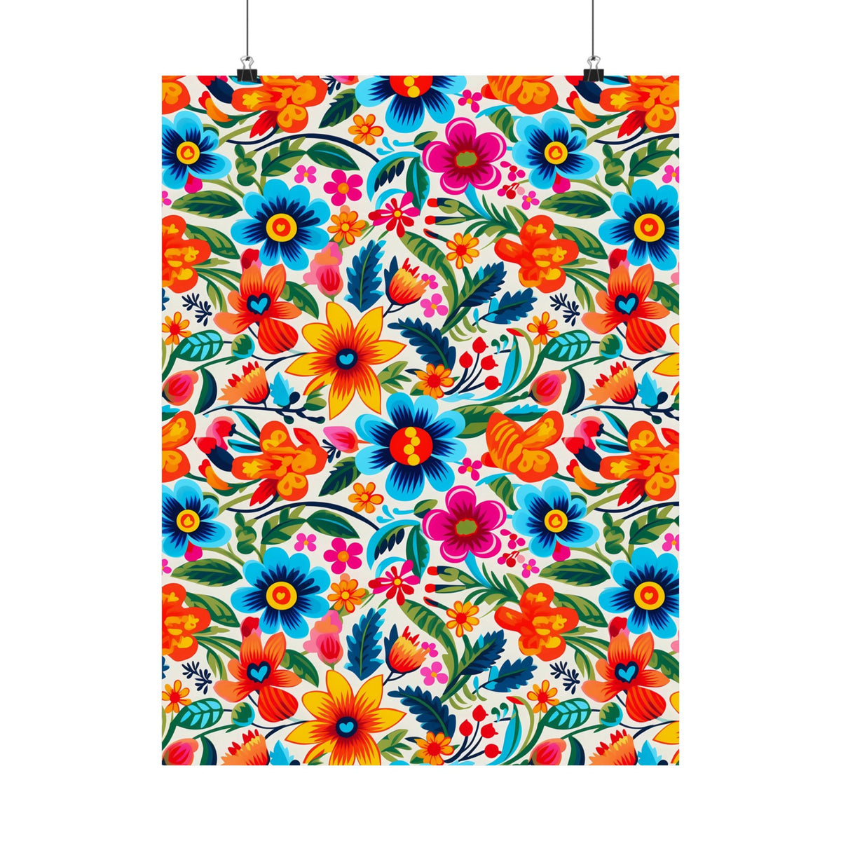 Mexican Floral Fiesta Pattern 050 - 18 in x 24 in Matte Poster