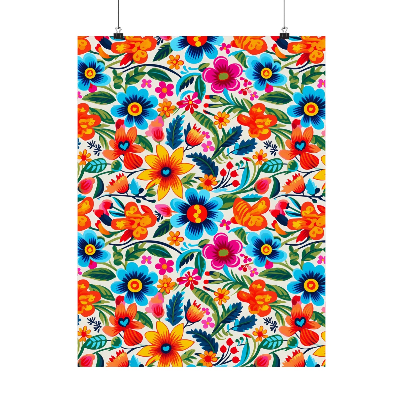 Mexican Floral Fiesta Pattern 050 - 18 in x 24 in Matte Poster