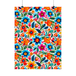 Mexican Floral Fiesta Pattern 050 - 18 in x 24 in Matte Poster