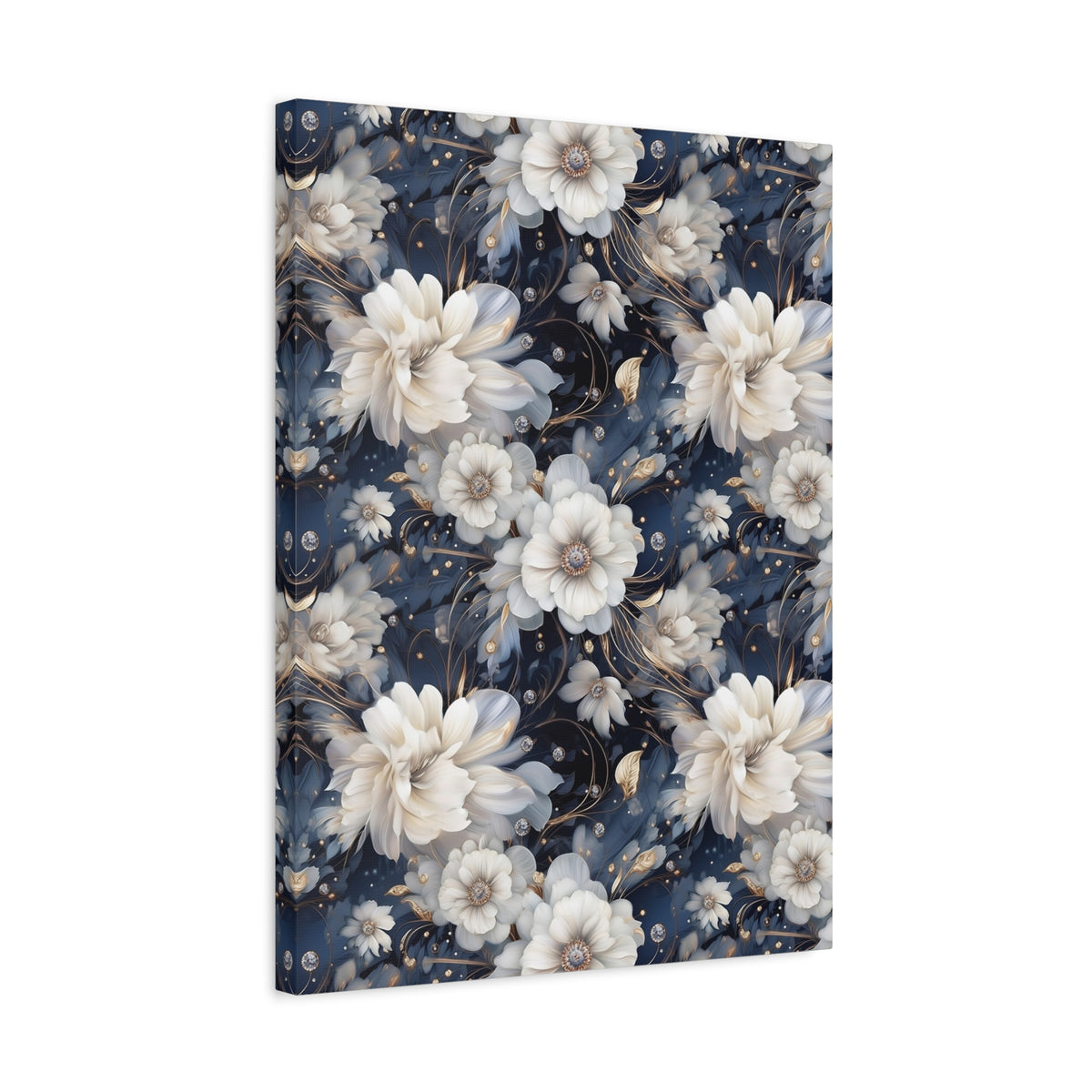 Nocturnal Bloom Pattern 002 - 18 in x 24 in Matte Canvas, Stretched, 1.25 in