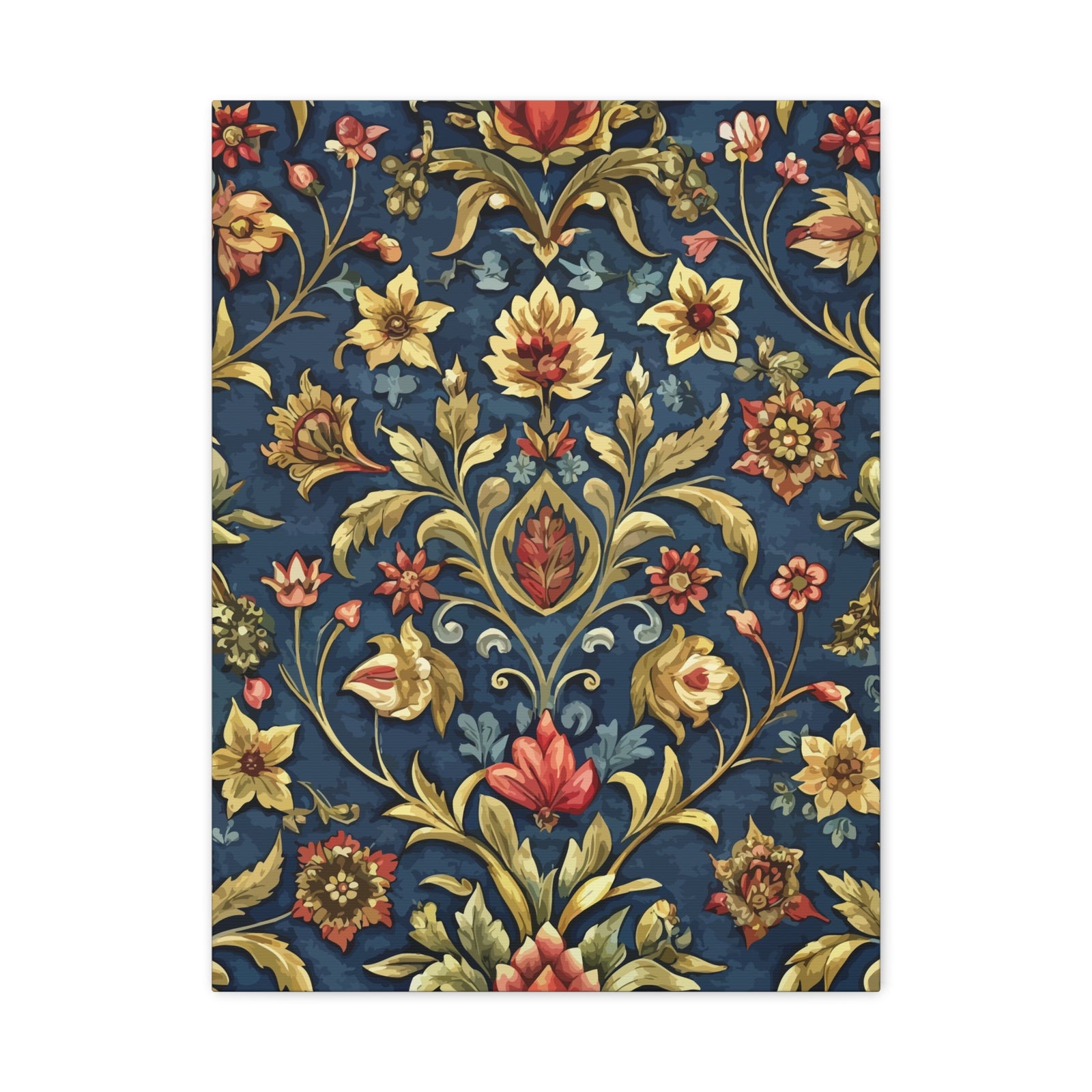 Folk Floral Pattern, Iranian Inspired 02 - 18 in x 24 in Matte Canvas, Stretched, 1.25 in