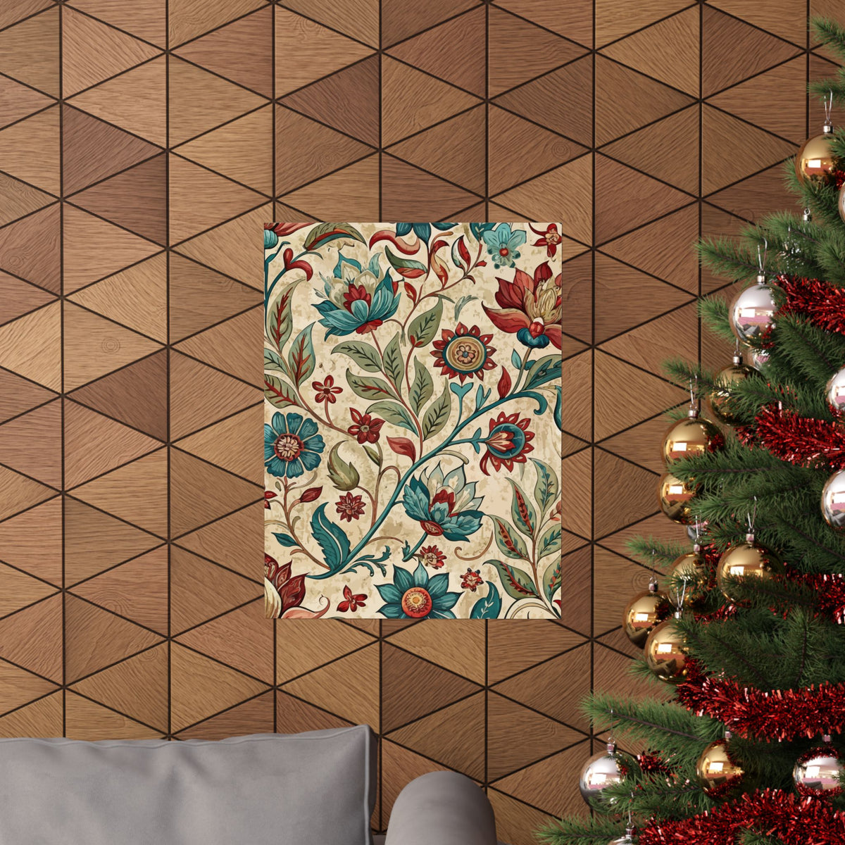 Folk Floral Pattern, Indian Inspired 03 - 18 in x 24 in Matte Poster