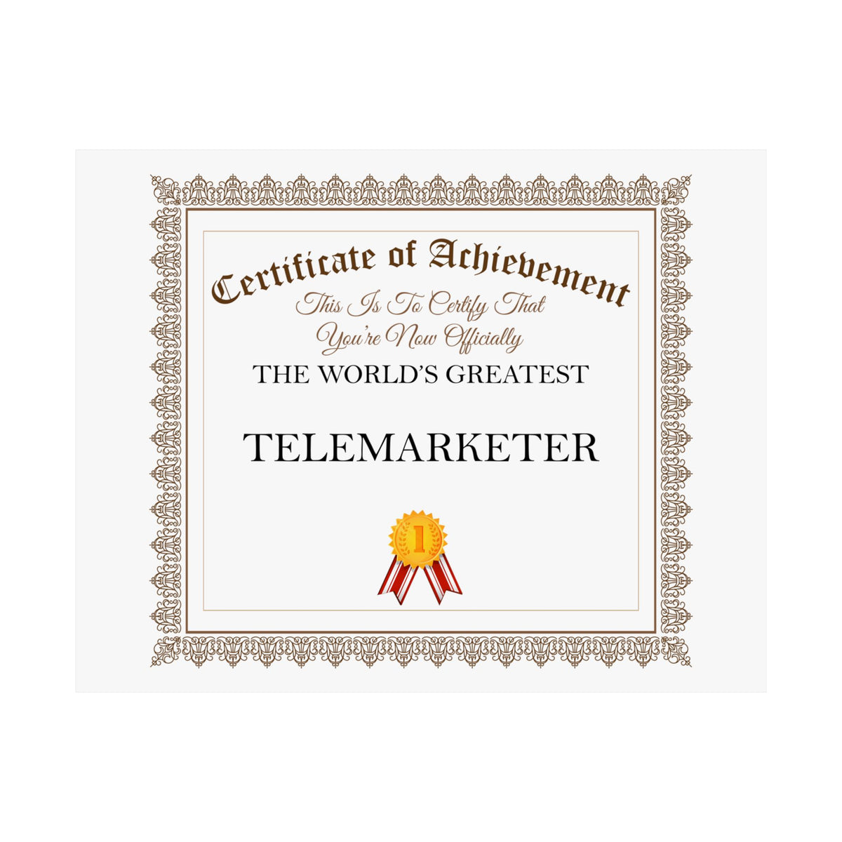 World's Greatest Telemarketer - 14 in x 11 in Matte Poster