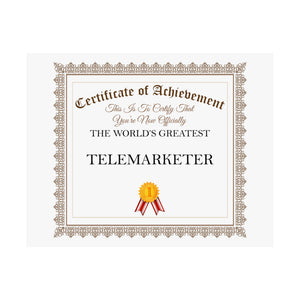 World's Greatest Telemarketer - 14 in x 11 in Matte Poster