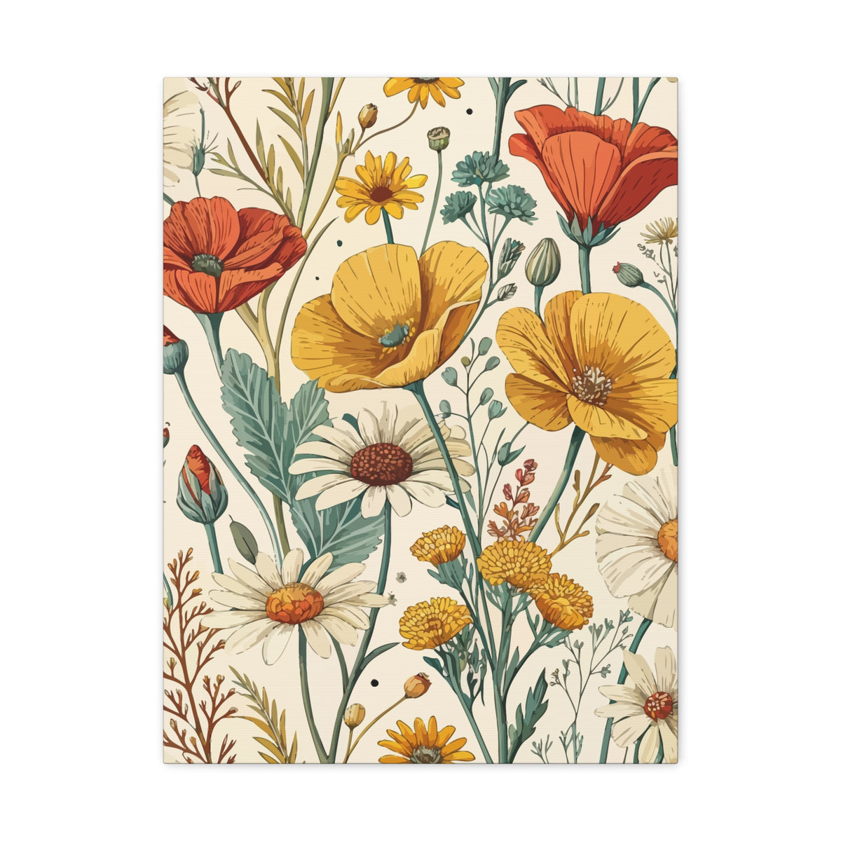 Wildflowers Pattern 169 - 18 in x 24 in Matte Canvas, Stretched, 1.25 in