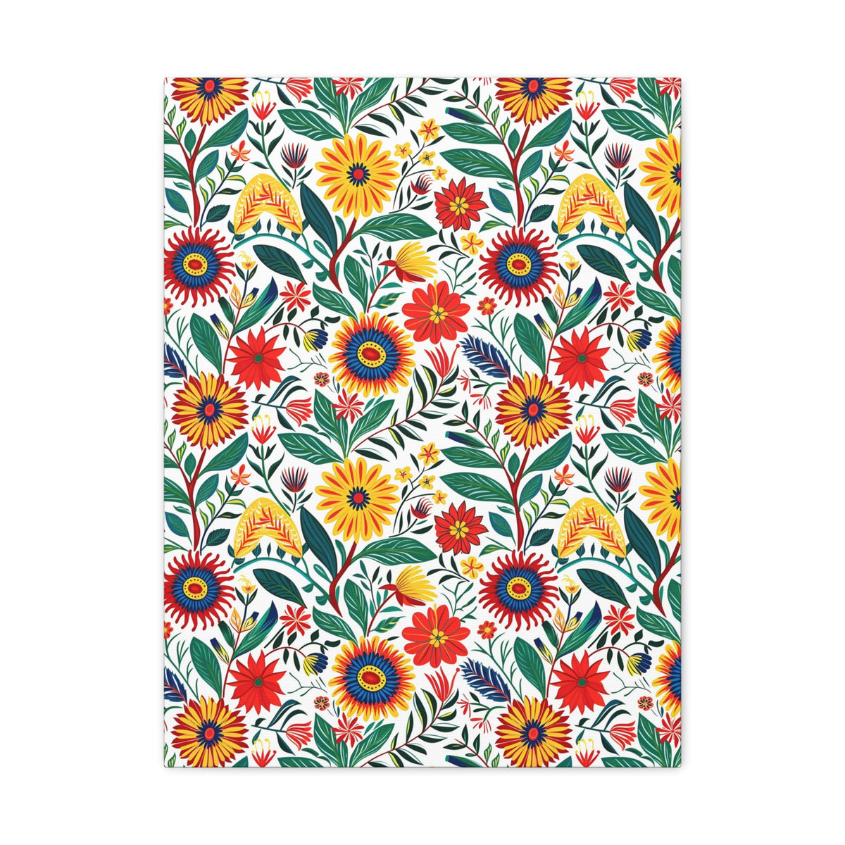 Mexican Floral Fiesta Pattern 023 - 18 in x 24 in Matte Canvas, Stretched, 1.25 in