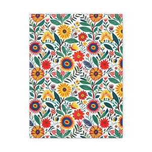 Mexican Floral Fiesta Pattern 023 - 18 in x 24 in Matte Canvas, Stretched, 1.25 in
