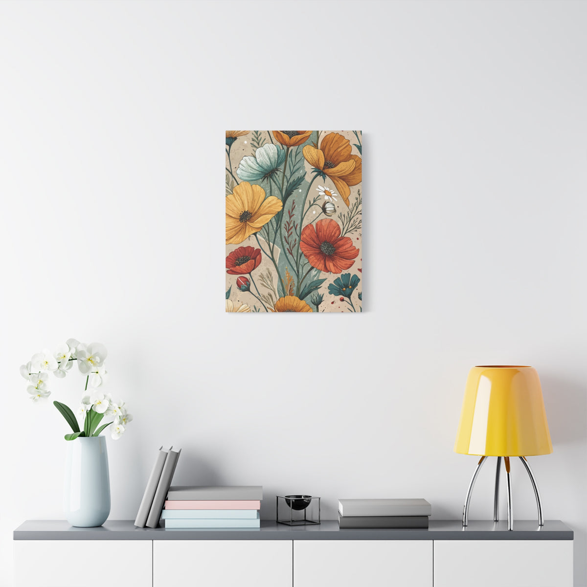 Wildflowers Pattern 032 - 18 in x 24 in Matte Canvas, Stretched, 1.25 in