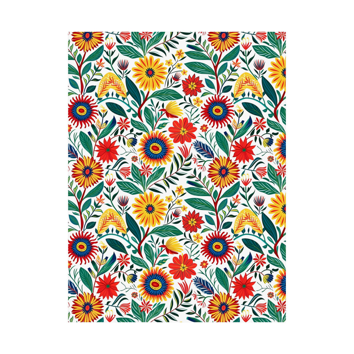 Mexican Floral Fiesta Pattern 023 - 18 in x 24 in Matte Poster