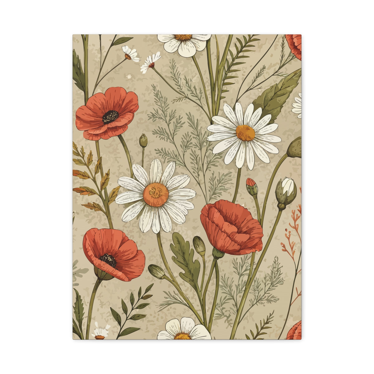 Wildflowers Pattern 135 - 18 in x 24 in Matte Canvas, Stretched, 1.25 in